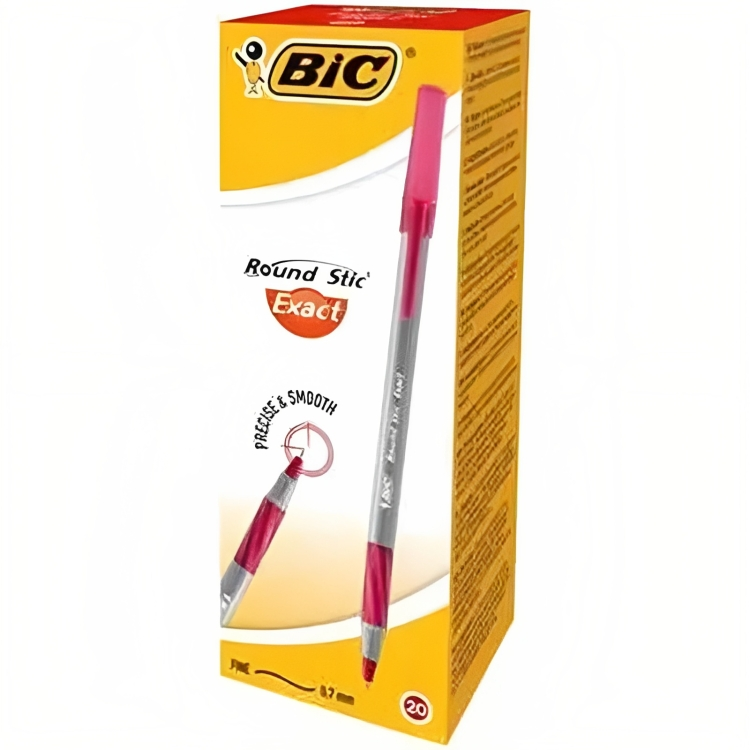 BIC ROUND STIC EXACT BALL PEN FINE RED